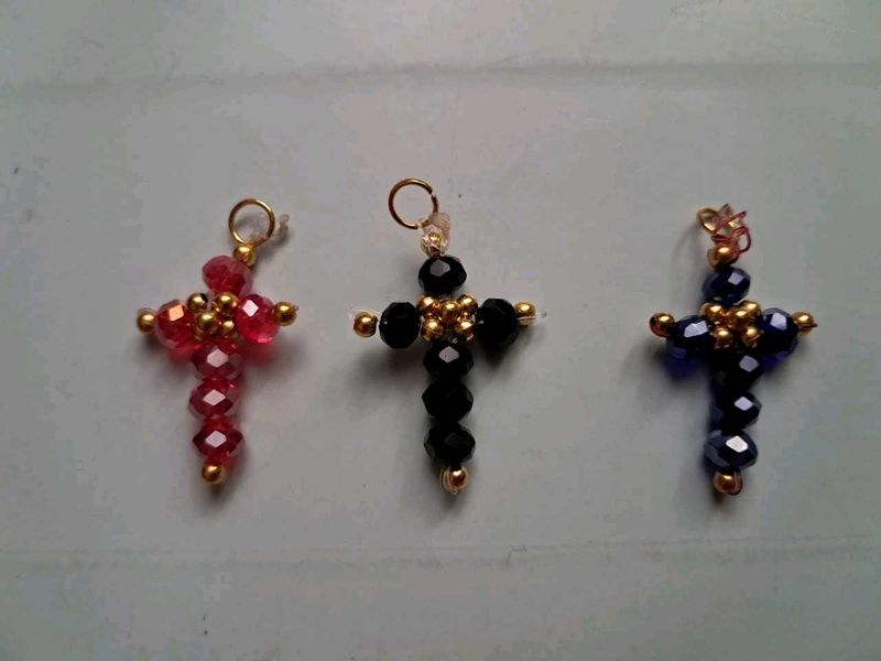 Beaded Cross Pendants Set , keychain