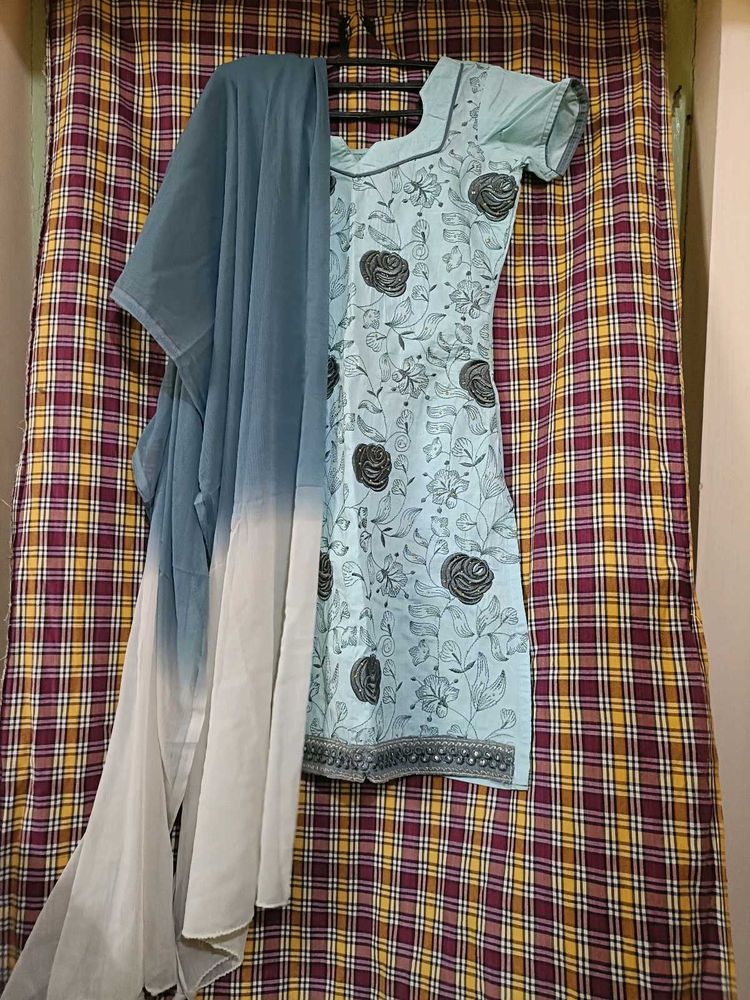 Floral Salwar Kameez with Dupatta