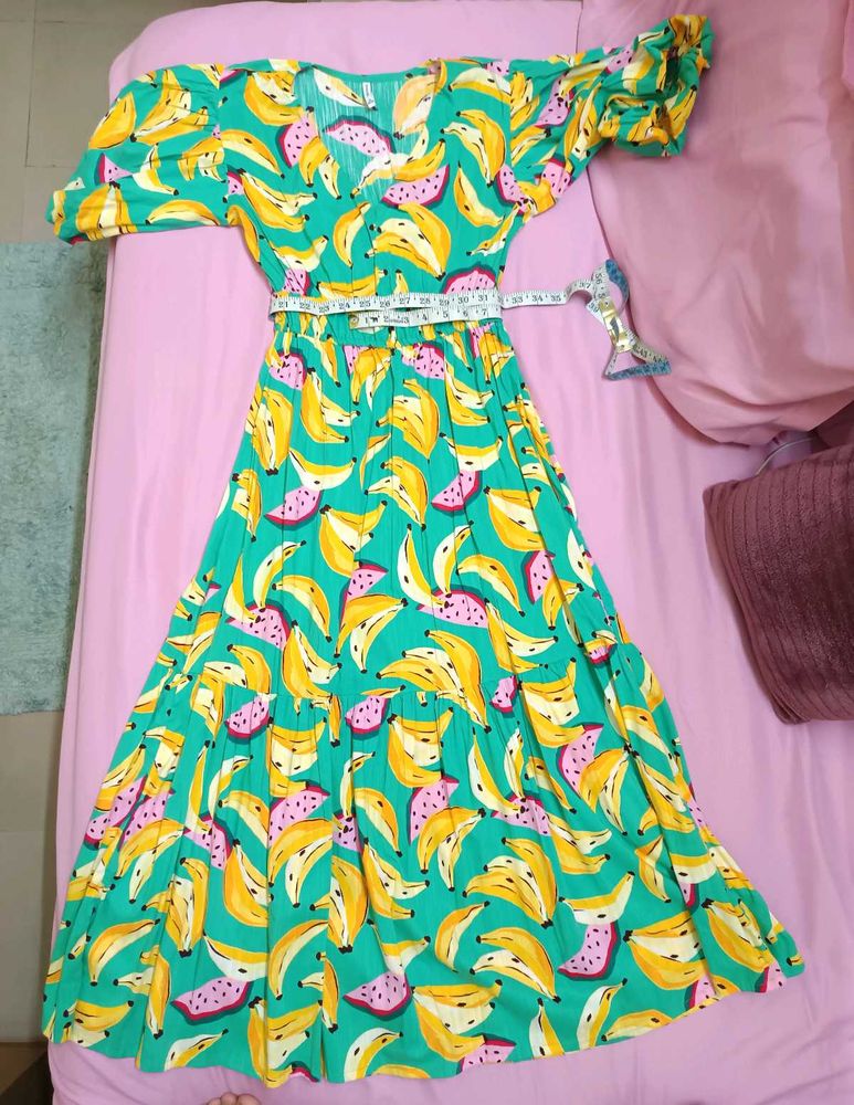 Fun Banana Print Maxi Dress