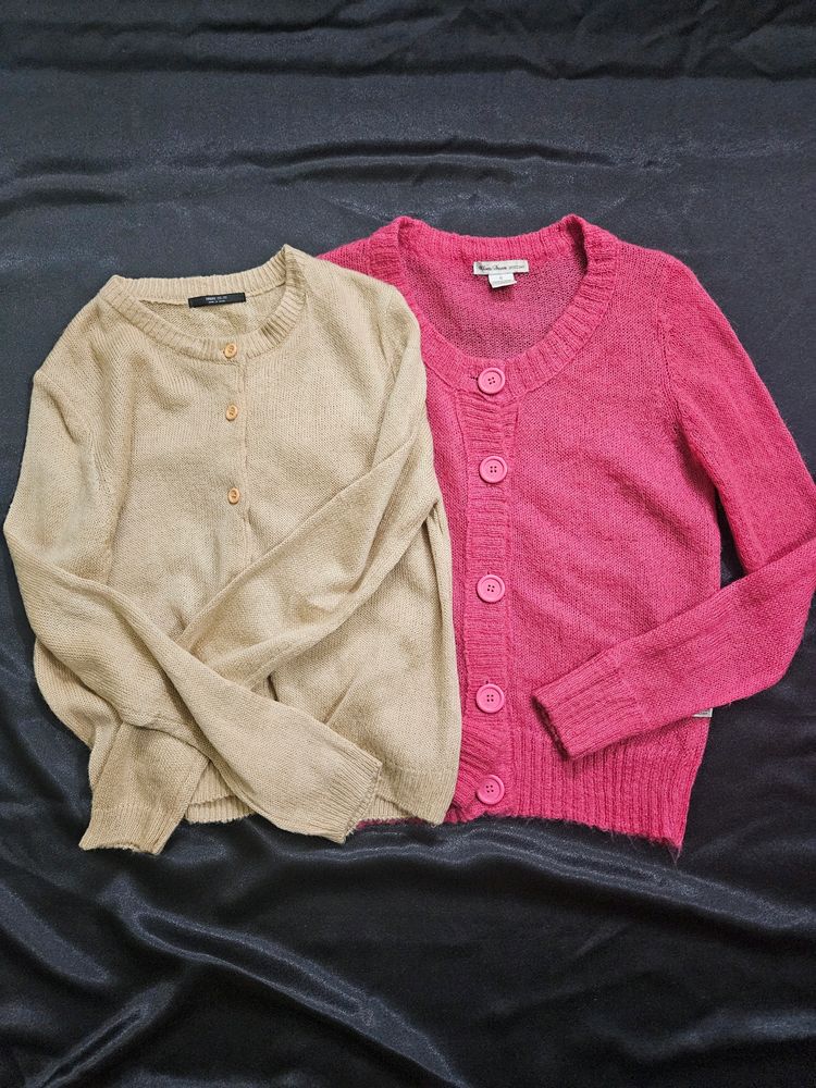Cardigan Combo Beige N Pink