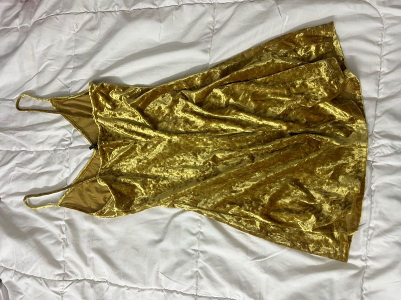 Gold Velvet Forever 21 Mini Dress