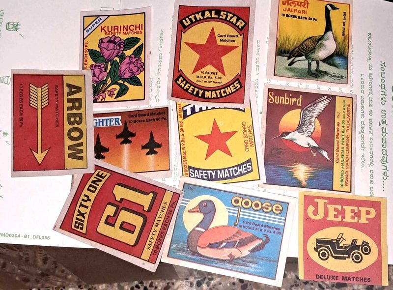 10 Vintage Indian Matchbox Labels