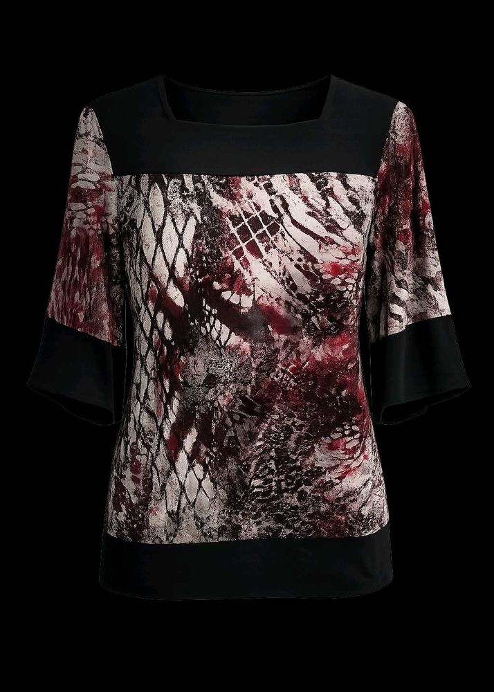 Unique Print Square Neck Top