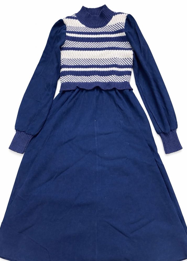 Vintage Style Blue Striped Dress