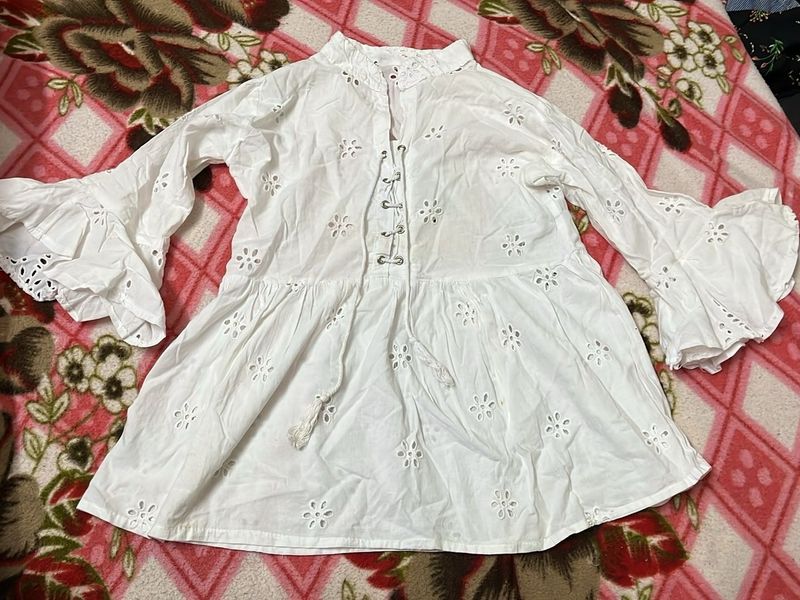 White Eyelet Tunic Top