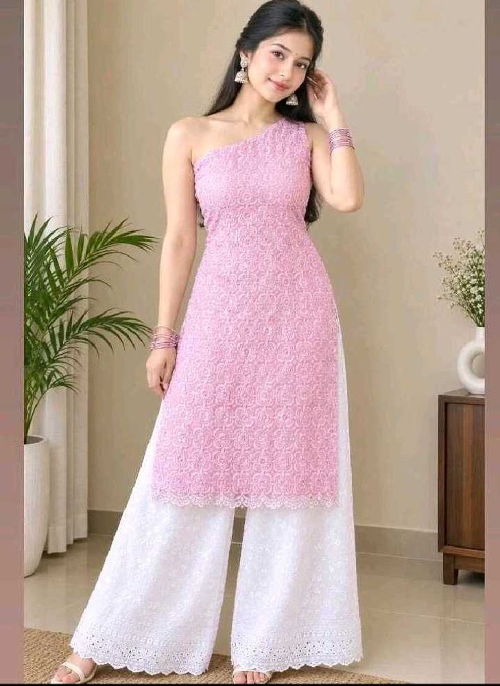 One-Shoulder Kurta with Palazzo