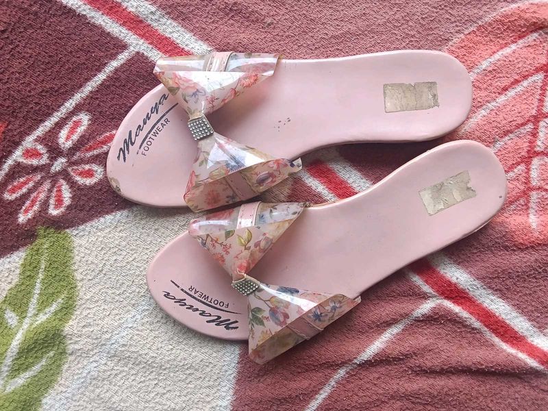 Cute Pink Floral Slides