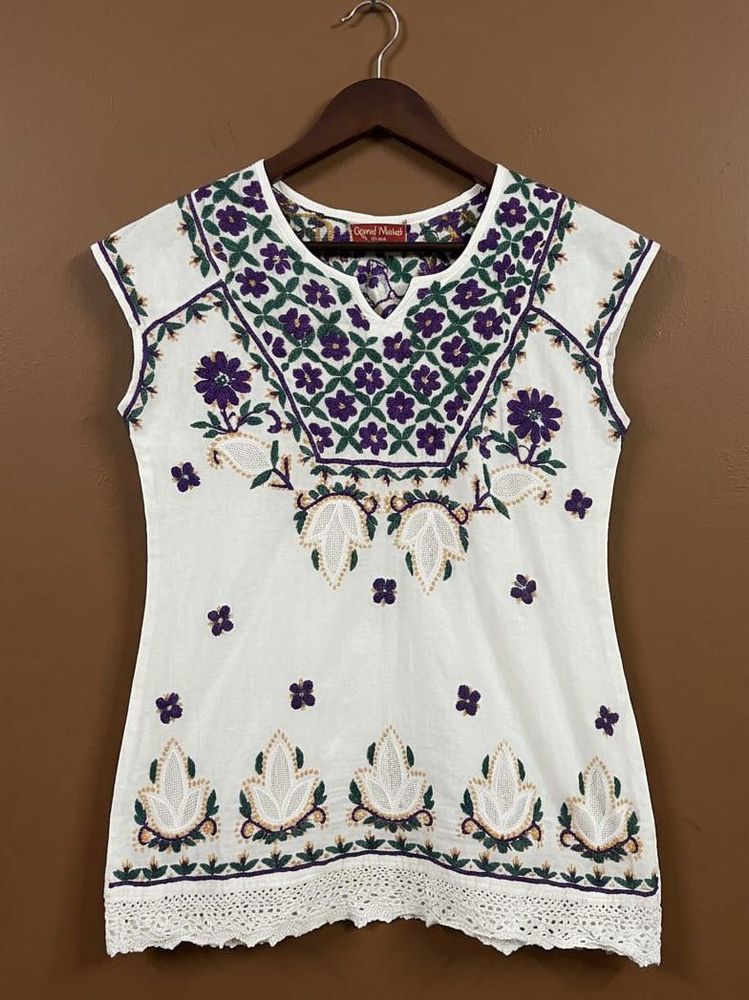 Chikankari Hand Embroidered White Kurti