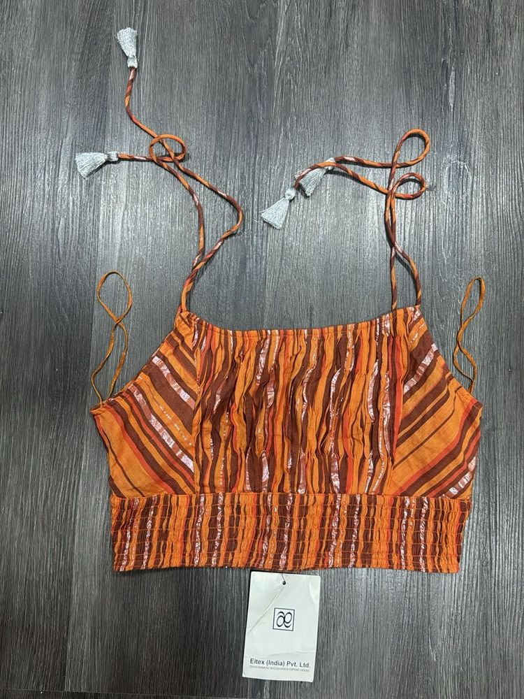 Boho Striped Crop Top Blouse