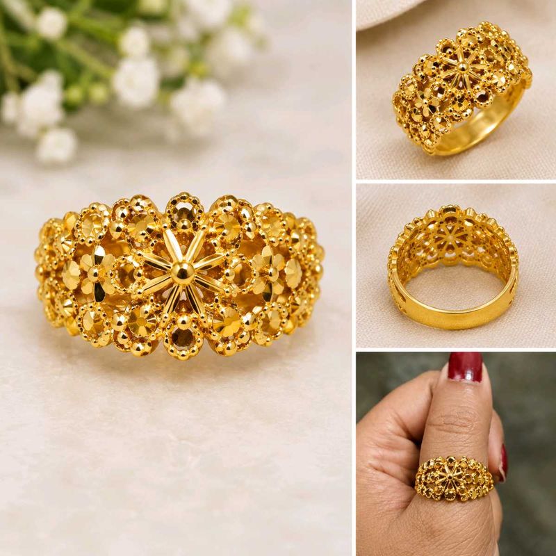 Exquisite Gold Floral Ring