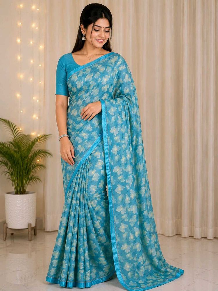 Beautiful Blue Floral Saree