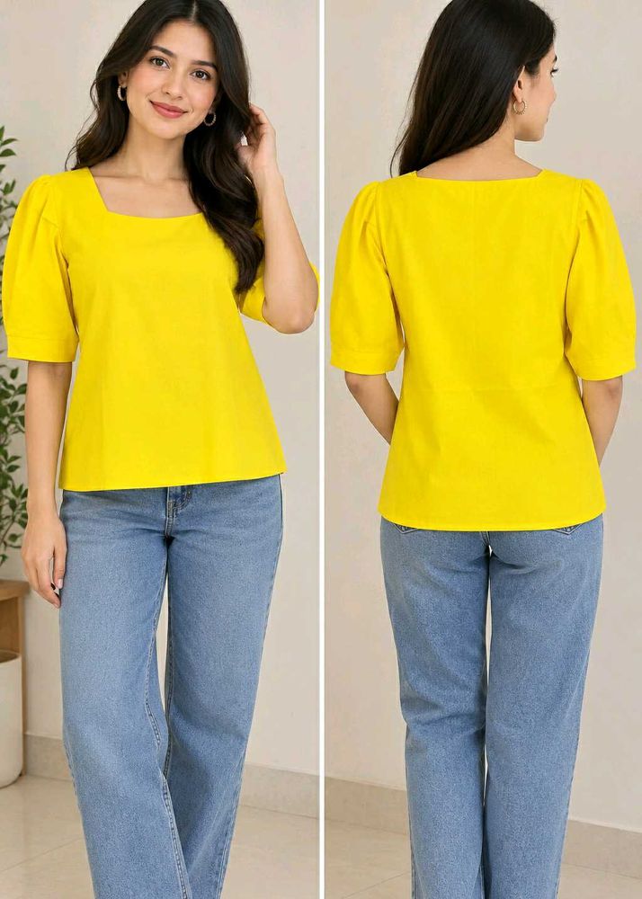 Bright Yellow Puff Sleeve Top