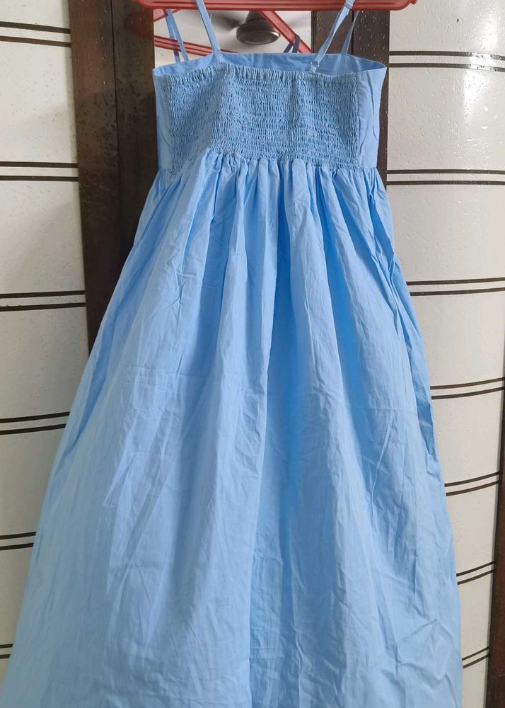 Light Blue Smocked Maxi Dress with inner