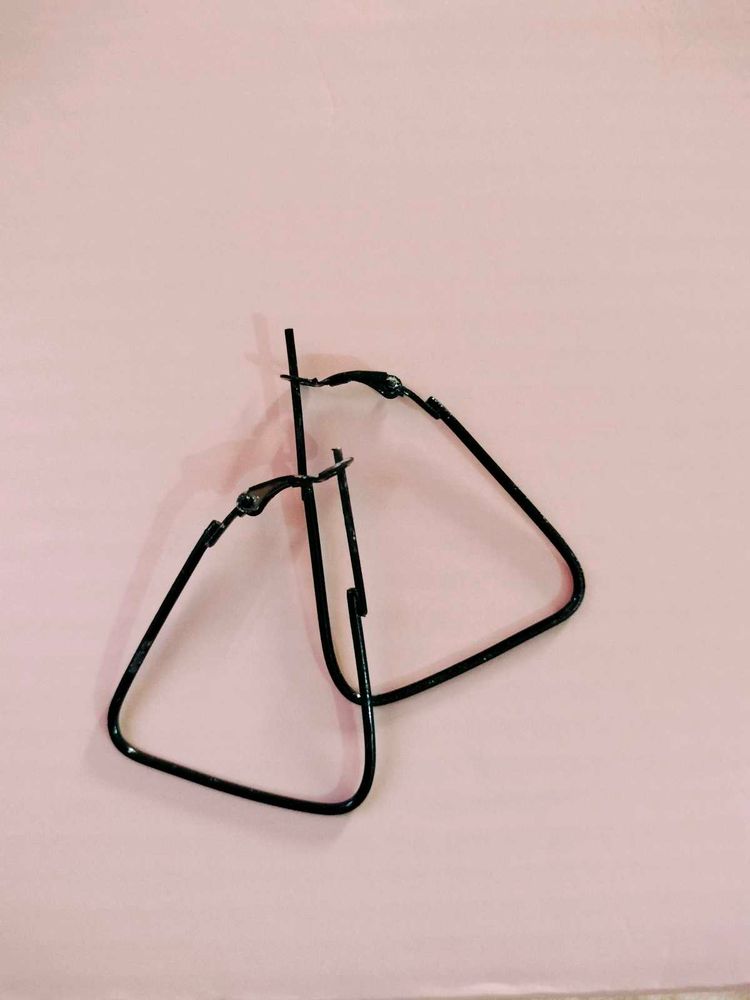 Black Triangle Hoop Earrings