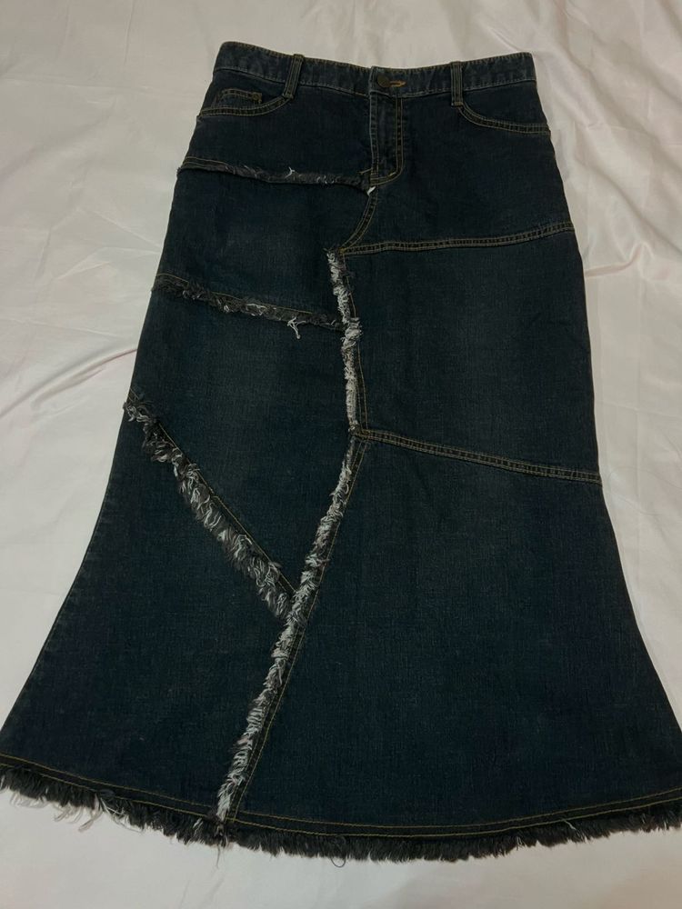 Denim Patchwork Skirt