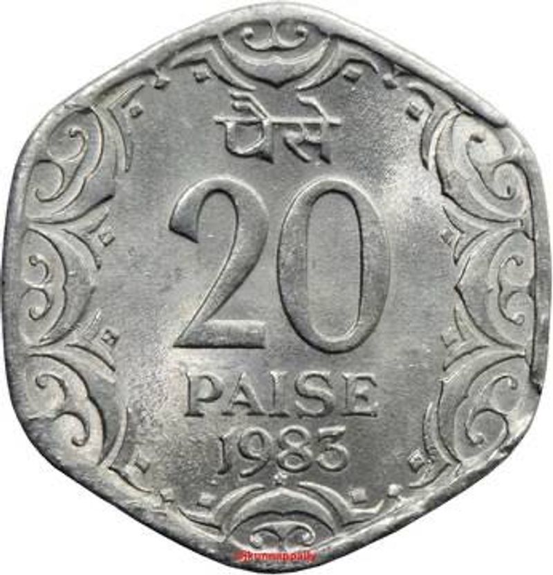 20 Paise India Coin 100% Original Year 1986