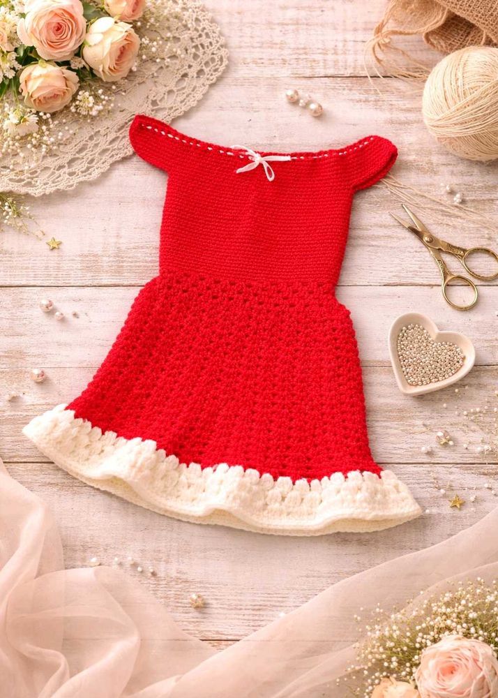 Handmade Red Crochet Baby Dress