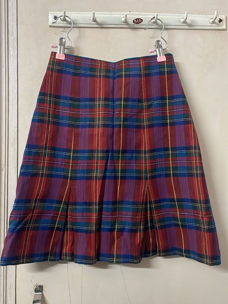 Plaid Pleated Mini Skirt