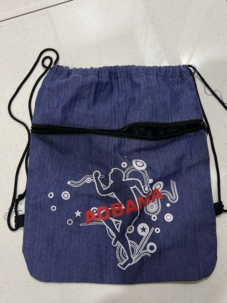 Blue Drawstring Backpack