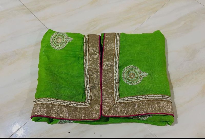 Vibrant Green Embroidered Saree
