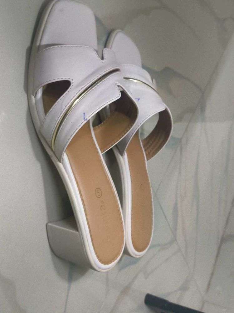 Stylish White Block Heels
