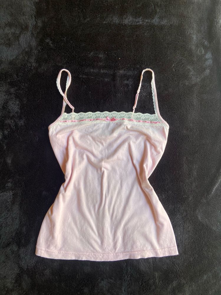 Light Pink Lace Trim Cami Top