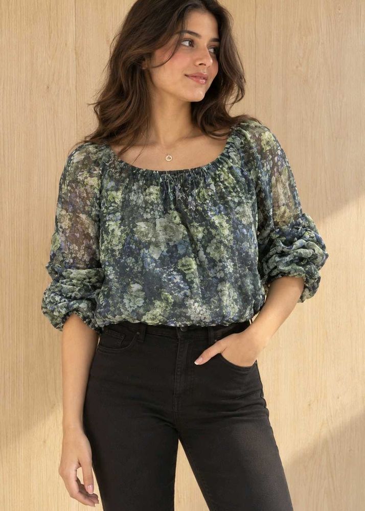 shimmer off-shoulder floral top