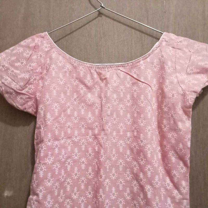 Pink Printed Cotton Blouse