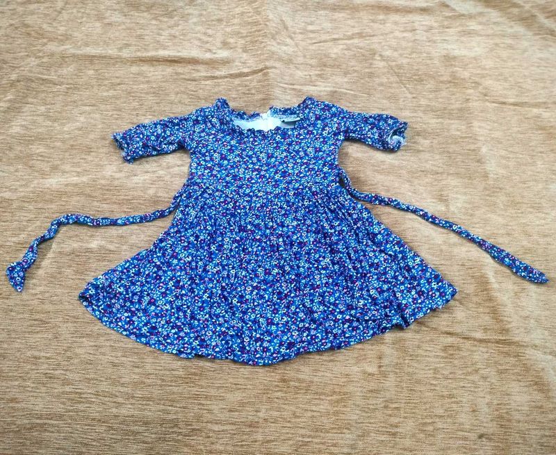 Blue Floral Print Baby Dress