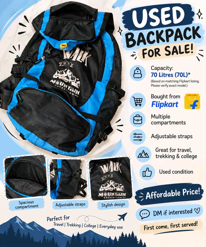 Used 70L Large Backpack for Travel