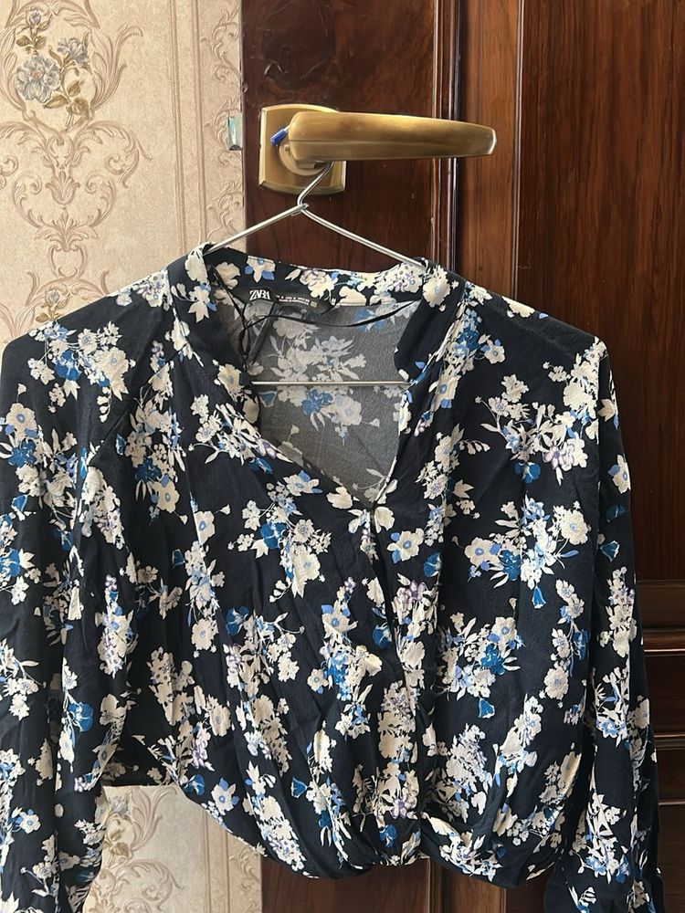 Chic Floral Print Long Sleeve Blouse