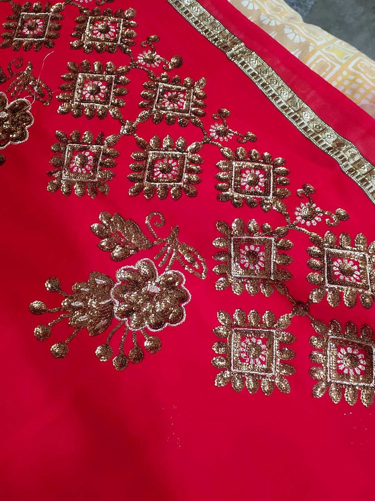 Stunning Red Embroidered Saree