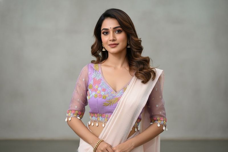 Designer Embroidered Purple Blouse