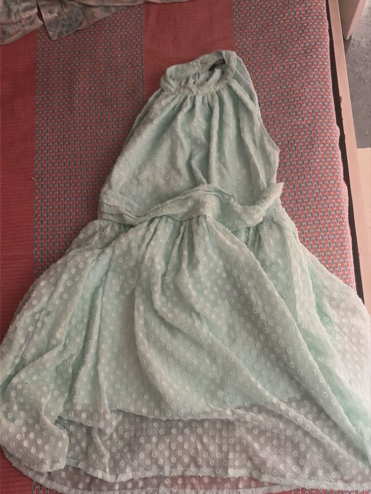 chic SHEIN dress cyan coloured and halter neck