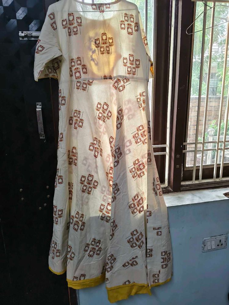 Cream Kurta with Brown Print