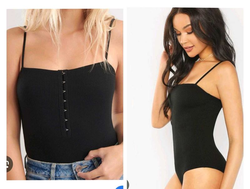 Beutiful Ribbed Front Open Hooks Bodysuit
