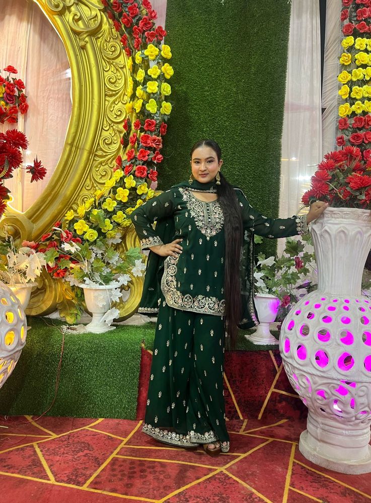 Elegant Green Kurta Set with Palazzo