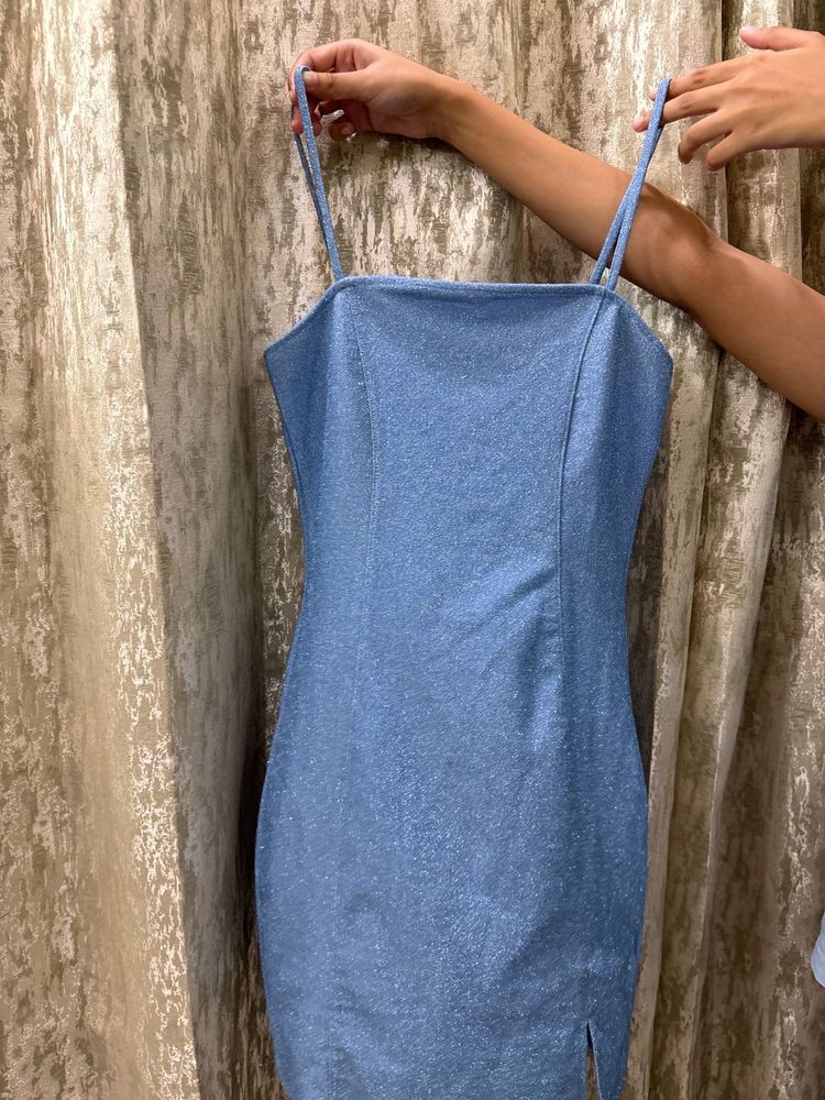 Sparkly Blue Spaghetti Strap Dress
