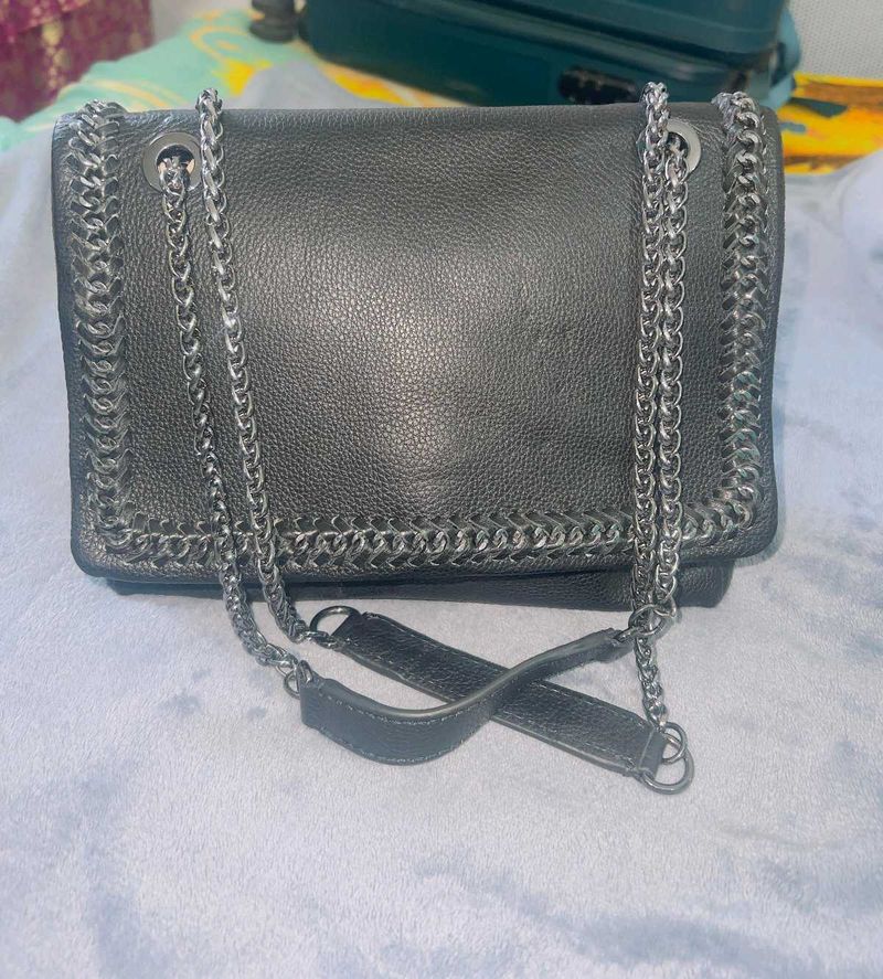 Chic Black Chain Detail Bag