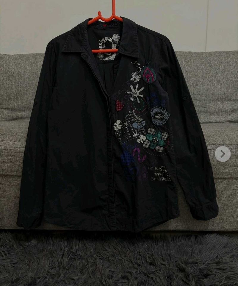 Desigual Black Embroidered Shirt