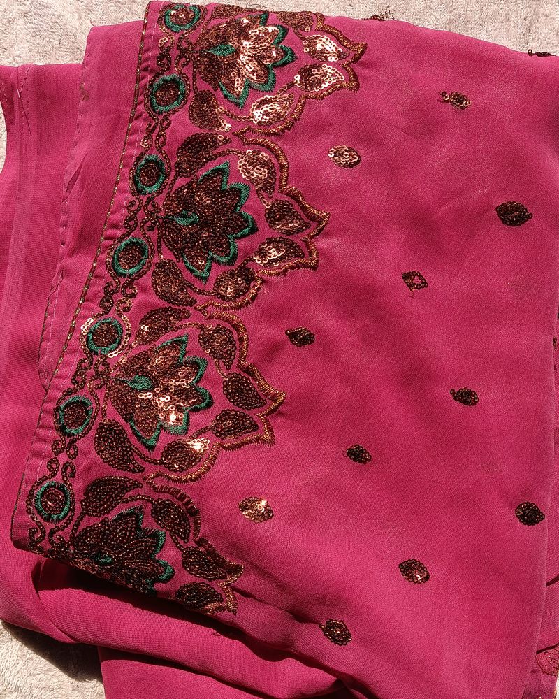 Blush Pink Colour Sequence Saree