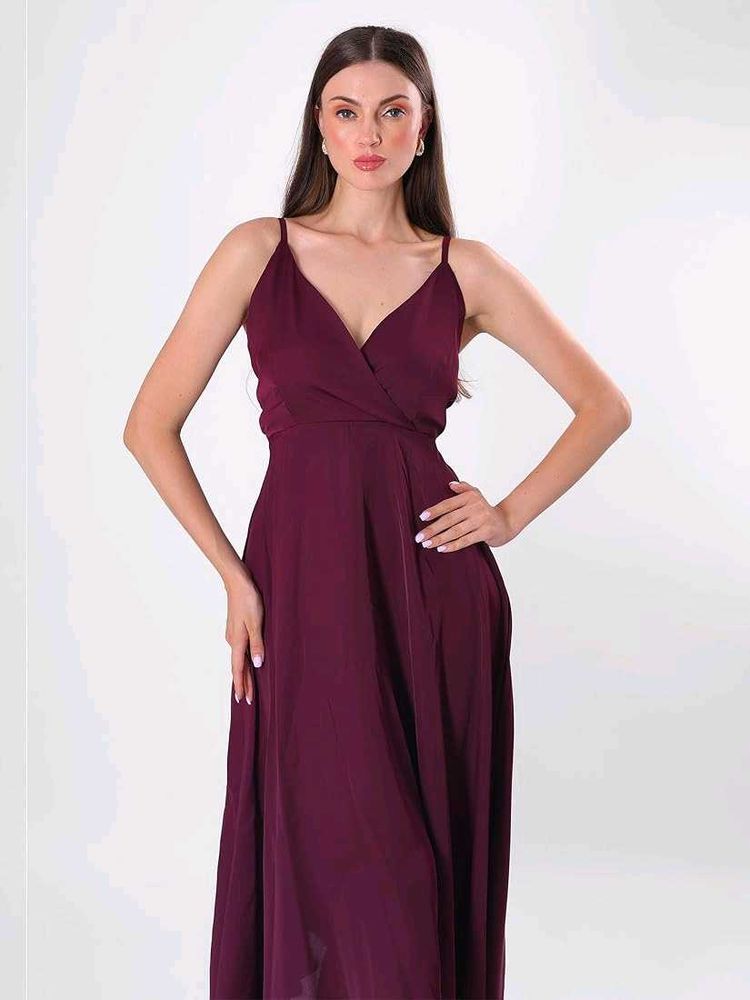 Elegant Women's Plum Maxi Dress
