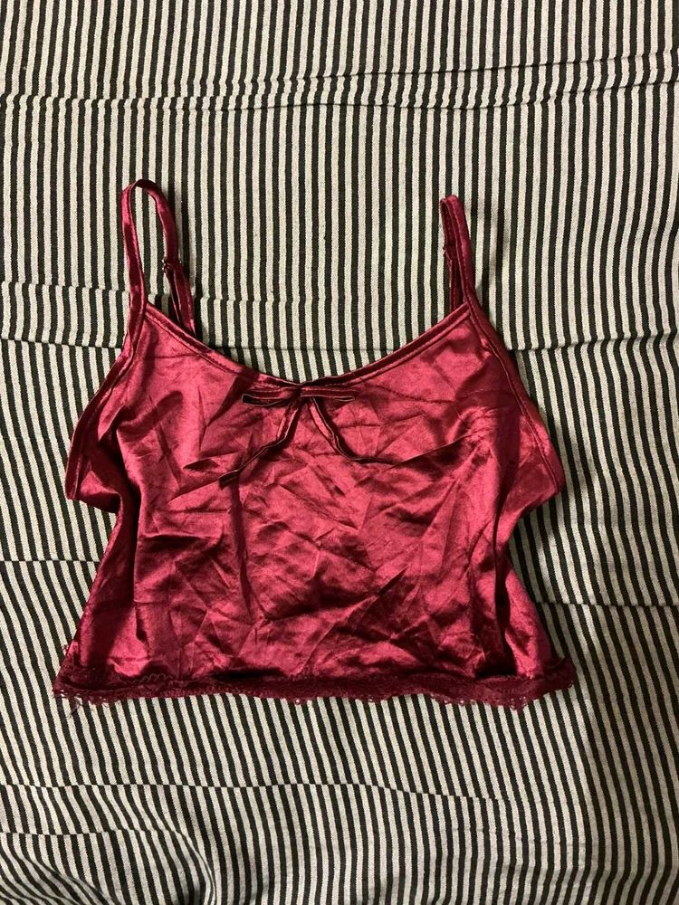 Burgundy Satin Cami Top