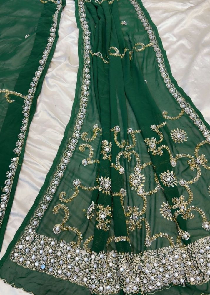 Emerald Green Embellished Saree