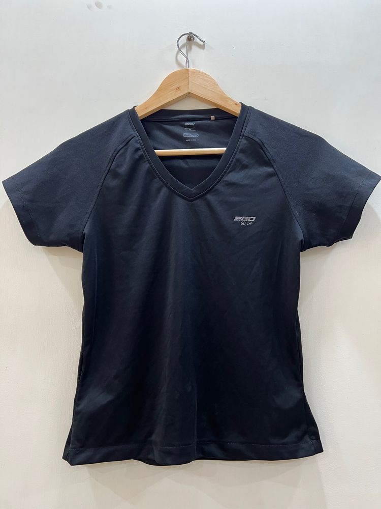 Black Synthetic Tee For Woman Sports