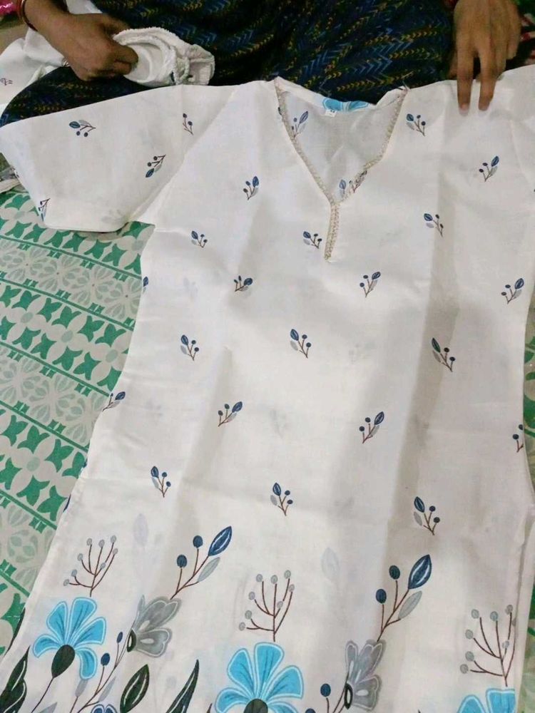 kurti with pajama printed as shown