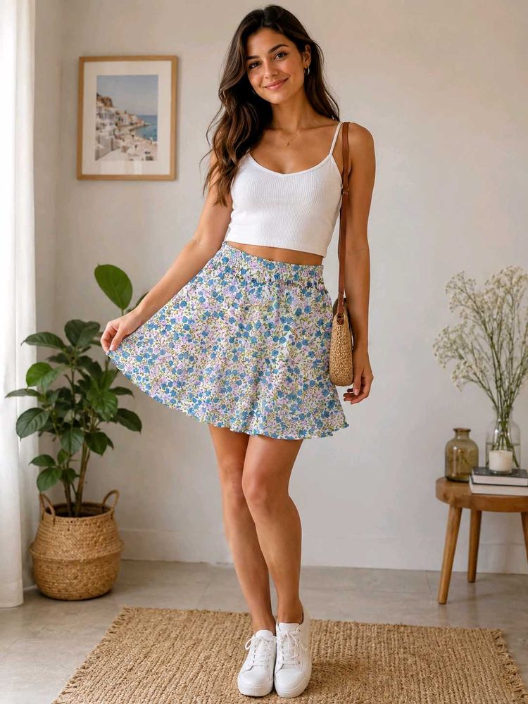Papaya floral skirt