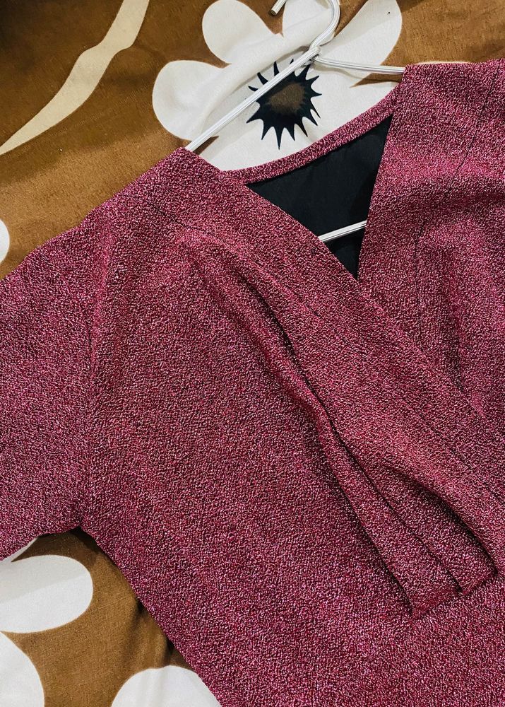 Sparkly V-Neck Wrap Dress