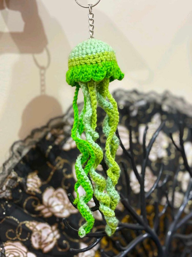 Handmade Crochet Jellyfish Keychain