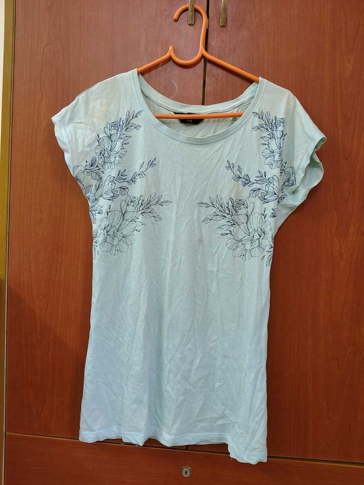 Light Blue Floral Print T-Shirt